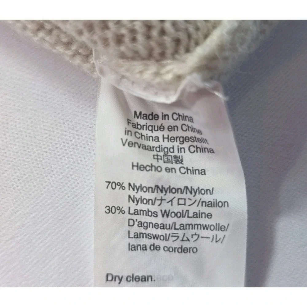 J.Crew Sweater Small Ivory Nylon Lambswool Blend Button Shoulder Knit